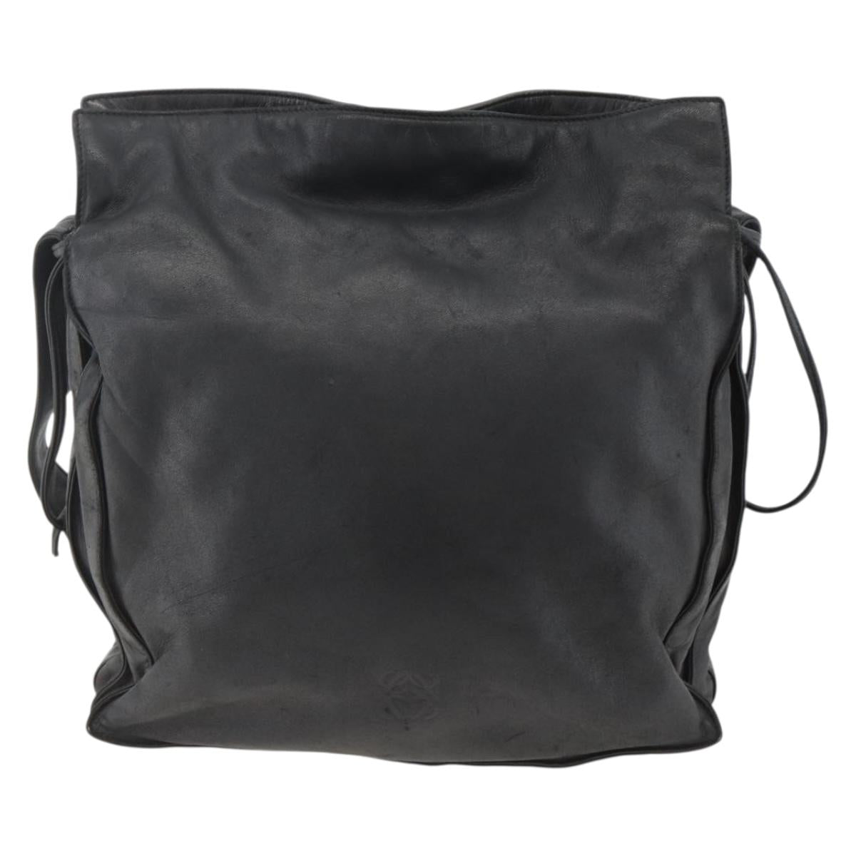 LOEWE Shoulder Bag Leather Black Auth ep13912