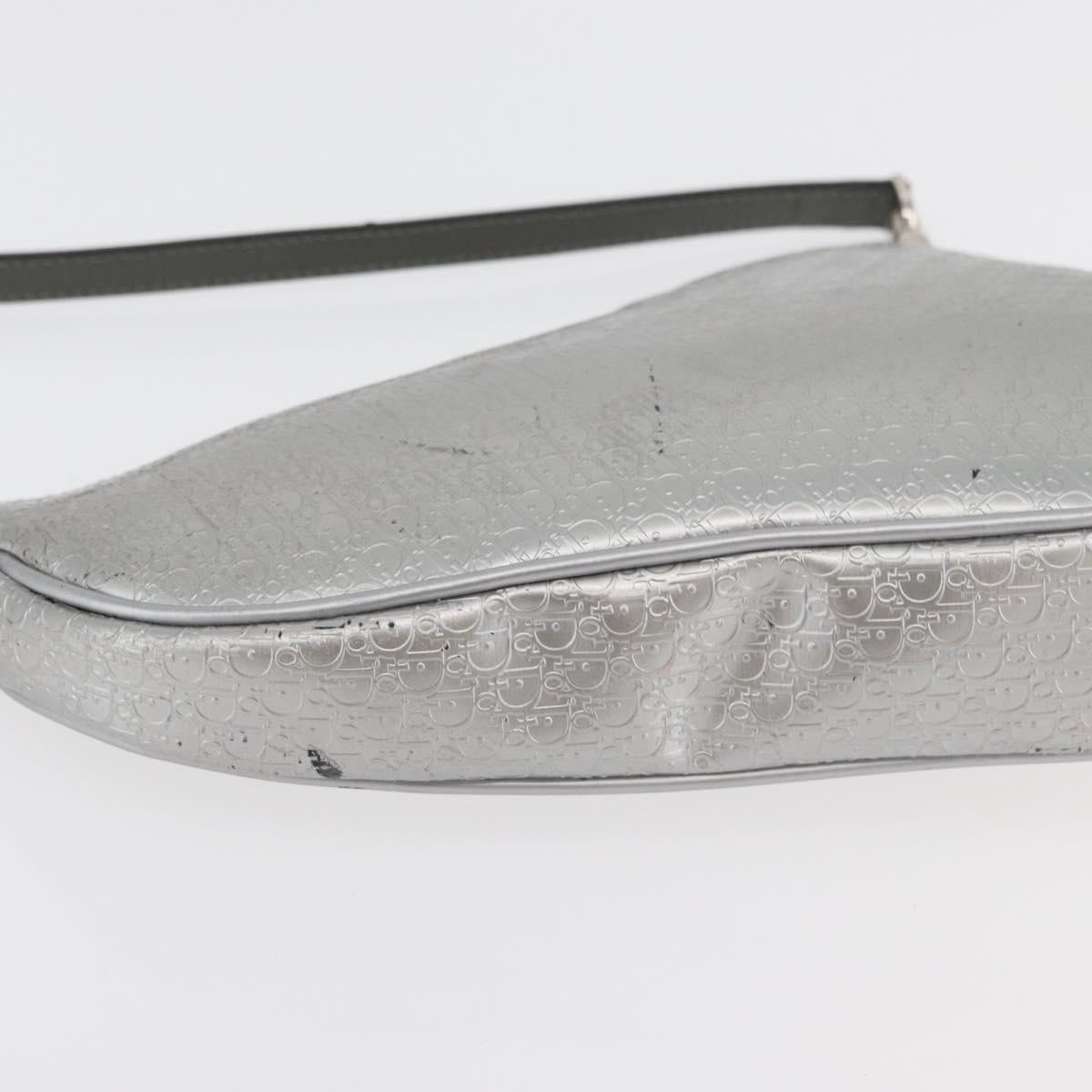 Christian Dior Trotter Canvas Saddle Accessory Pouch PVC Silver Auth ep13915A