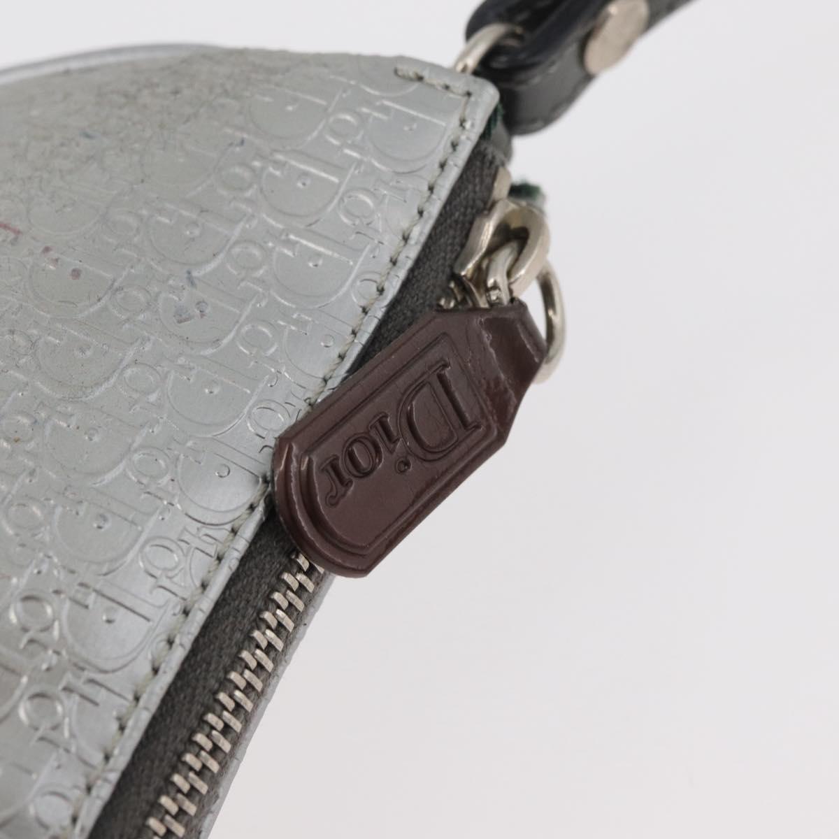 Christian Dior Trotter Canvas Saddle Accessory Pouch PVC Silver Auth ep13915A
