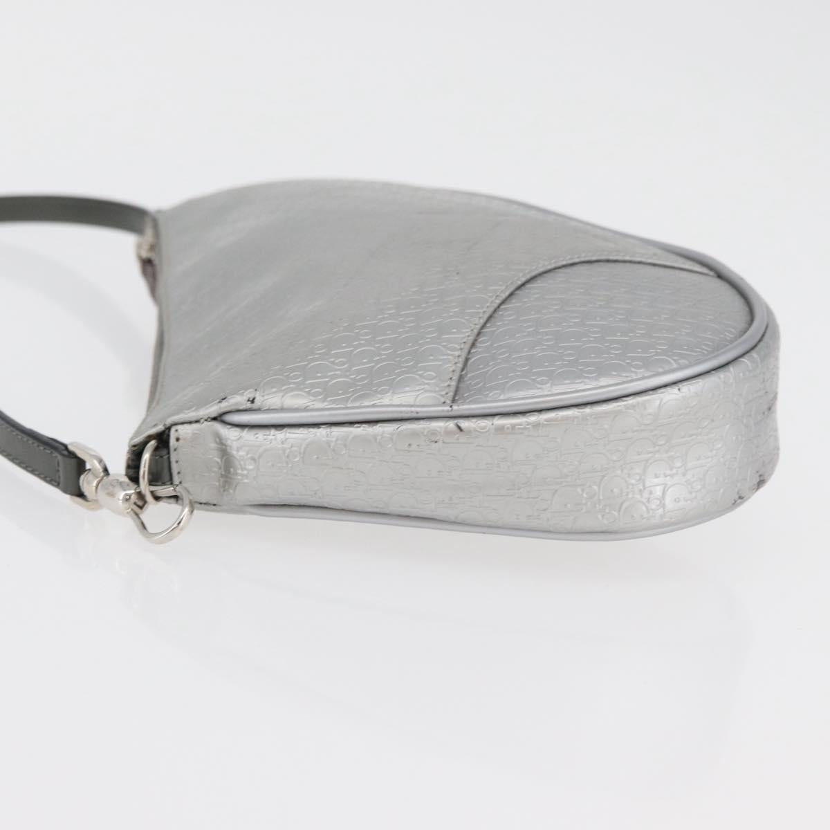 Christian Dior Trotter Canvas Saddle Accessory Pouch PVC Silver Auth ep13915A