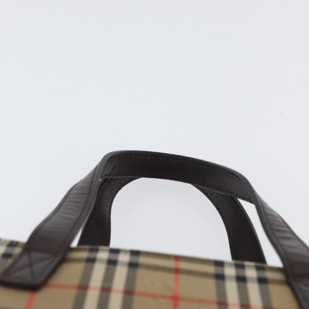 BURBERRY Nova Check Hand Bag Canvas Beige Gold Auth ep13921