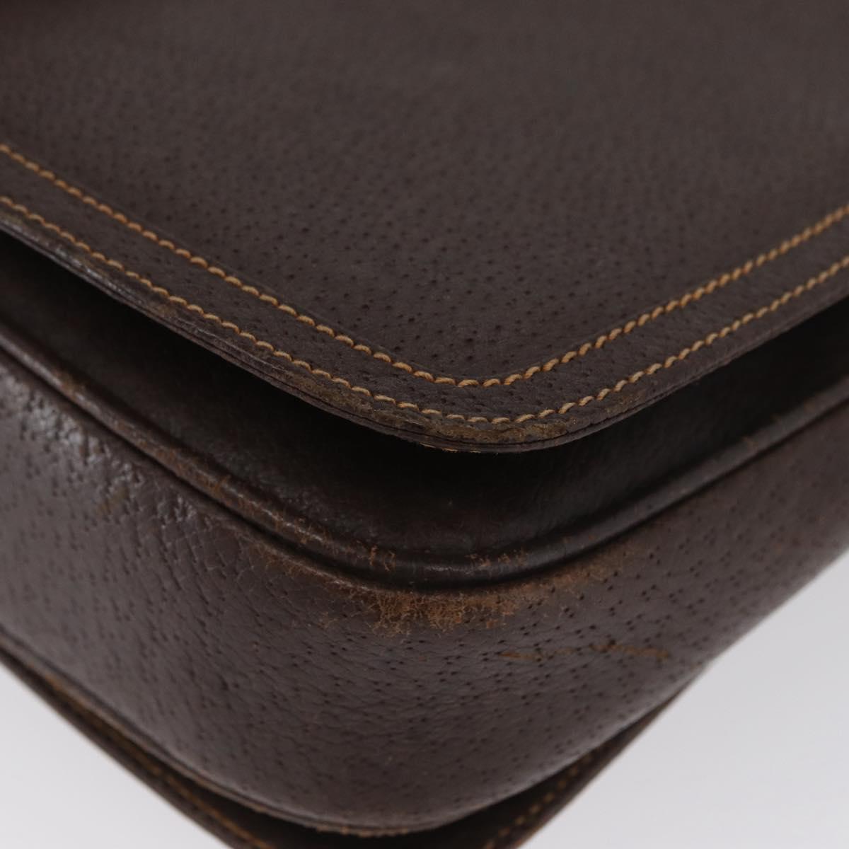 GUCCI Web Sherry Line Shoulder Bag Leather Brown Gold Auth ep13922