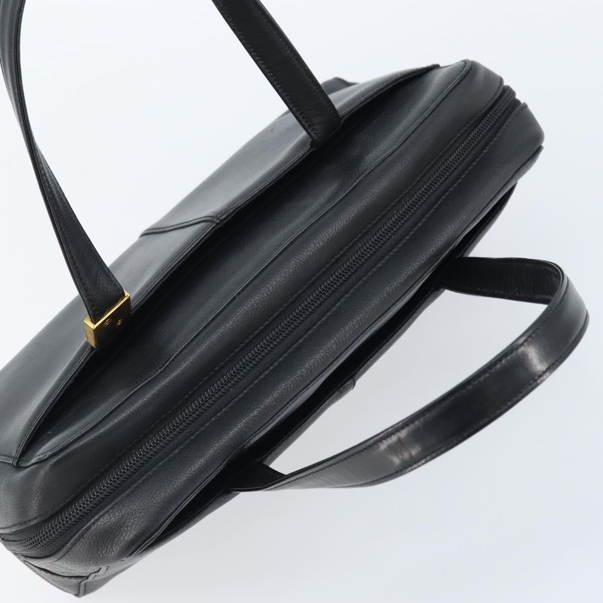 BURBERRY Hand Bag Leather Black Gold Auth ep13929