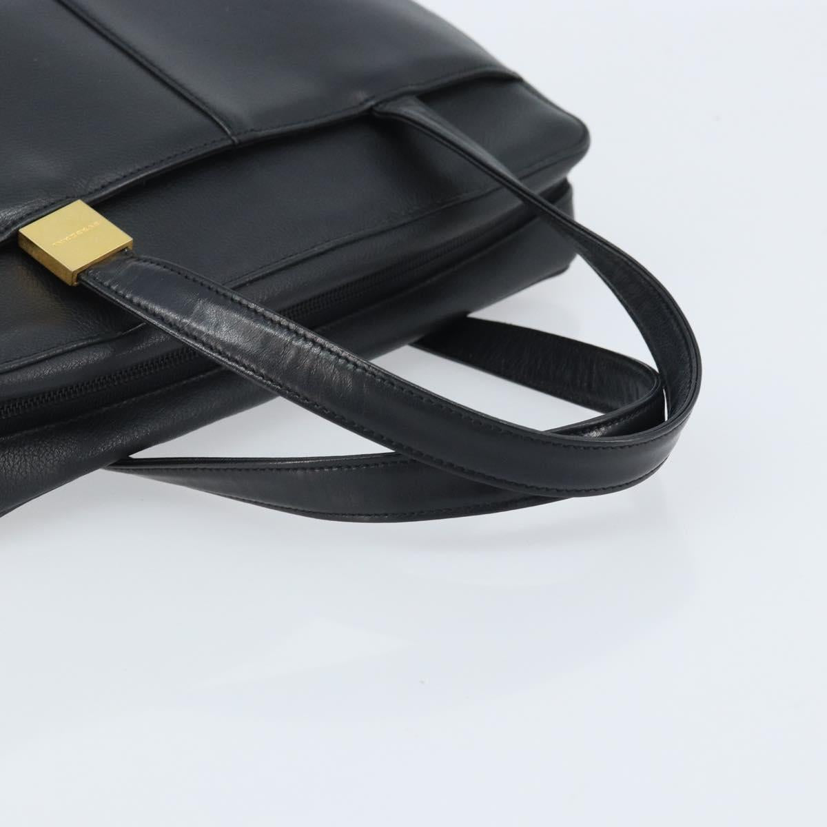 BURBERRY Hand Bag Leather Black Gold Auth ep13929