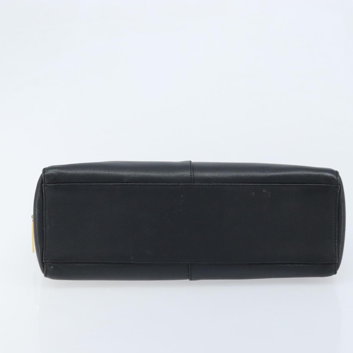 BURBERRY Hand Bag Leather Black Gold Auth ep13929