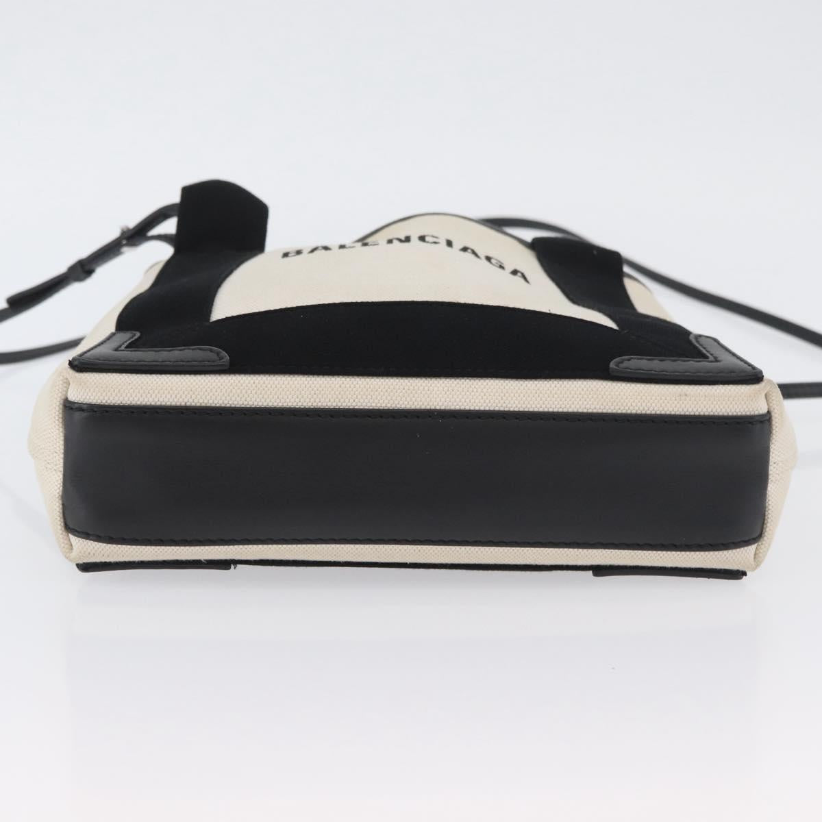 BALENCIAGA Navy Cabas XS Bag Canvas Leather White Navy 390346 Auth ep13935