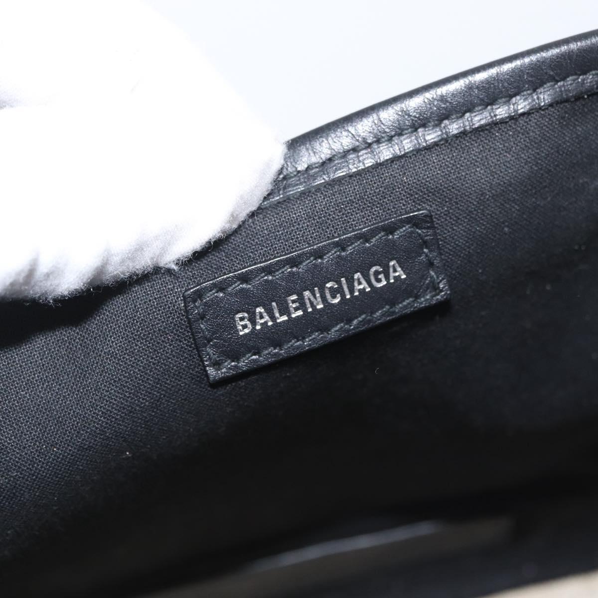 BALENCIAGA Navy Cabas XS Bag Canvas Leather White Navy 390346 Auth ep13935