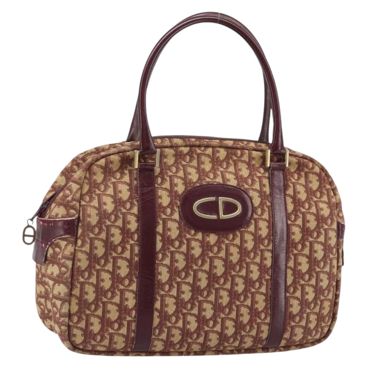 Christian Dior Trotter Canvas Hand Bag Red Gold Auth ep13938