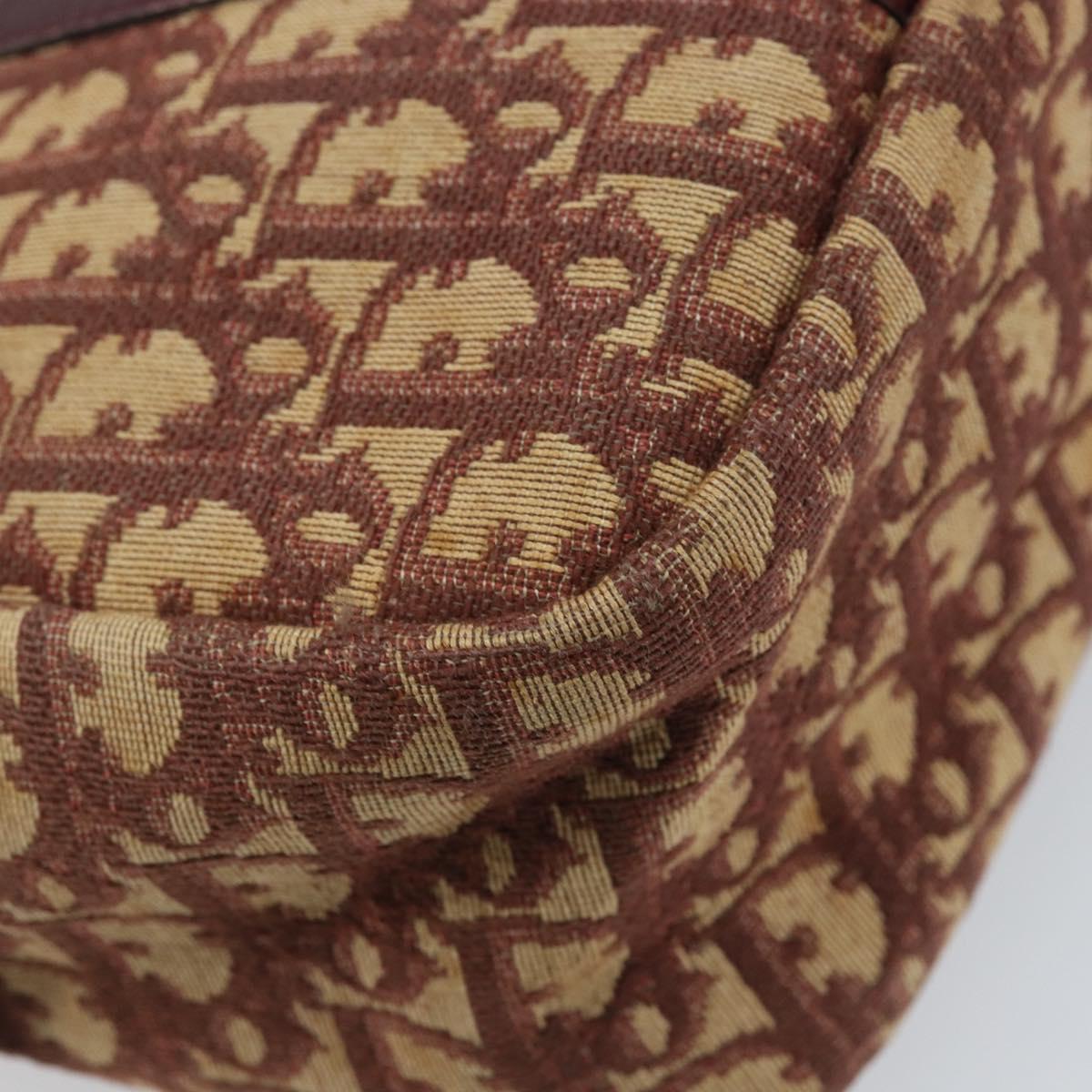 Christian Dior Trotter Canvas Hand Bag Red Gold Auth ep13938
