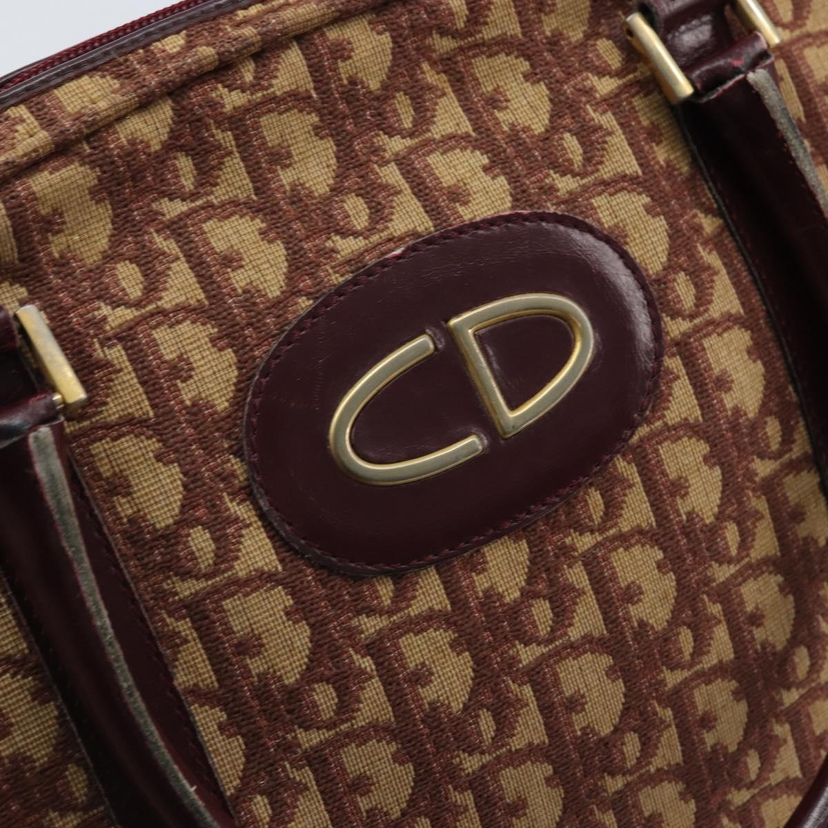 Christian Dior Trotter Canvas Hand Bag Red Gold Auth ep13938