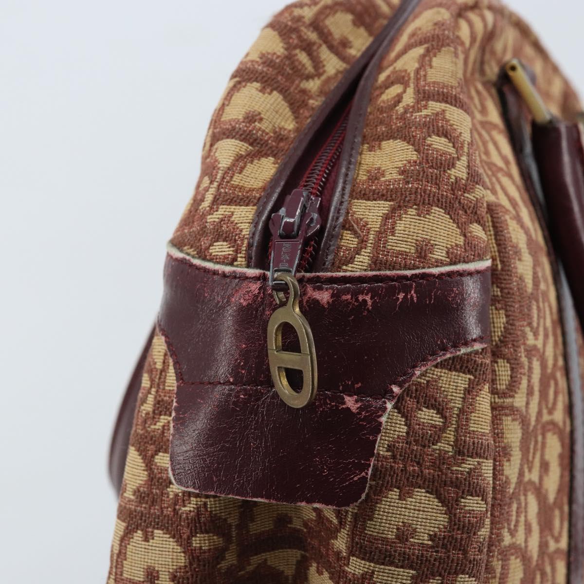 Christian Dior Trotter Canvas Hand Bag Red Gold Auth ep13938