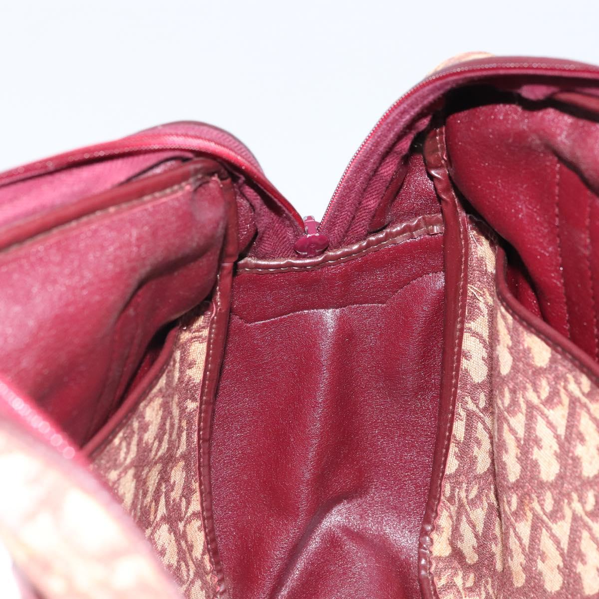 Christian Dior Trotter Canvas Hand Bag Red Gold Auth ep13938
