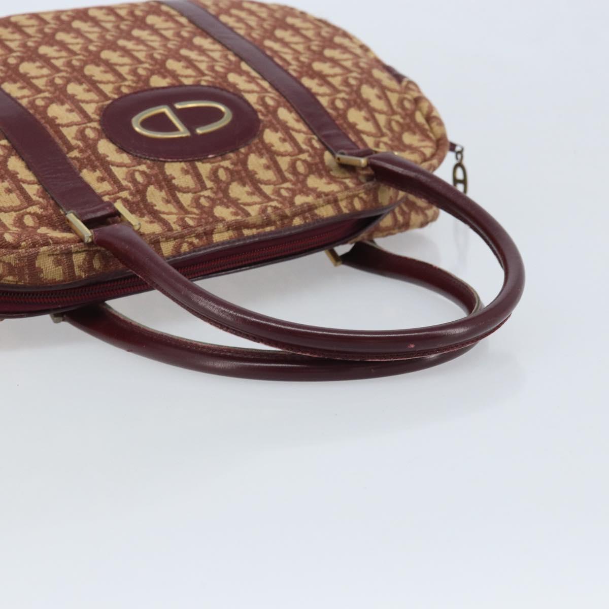Christian Dior Trotter Canvas Hand Bag Red Gold Auth ep13938