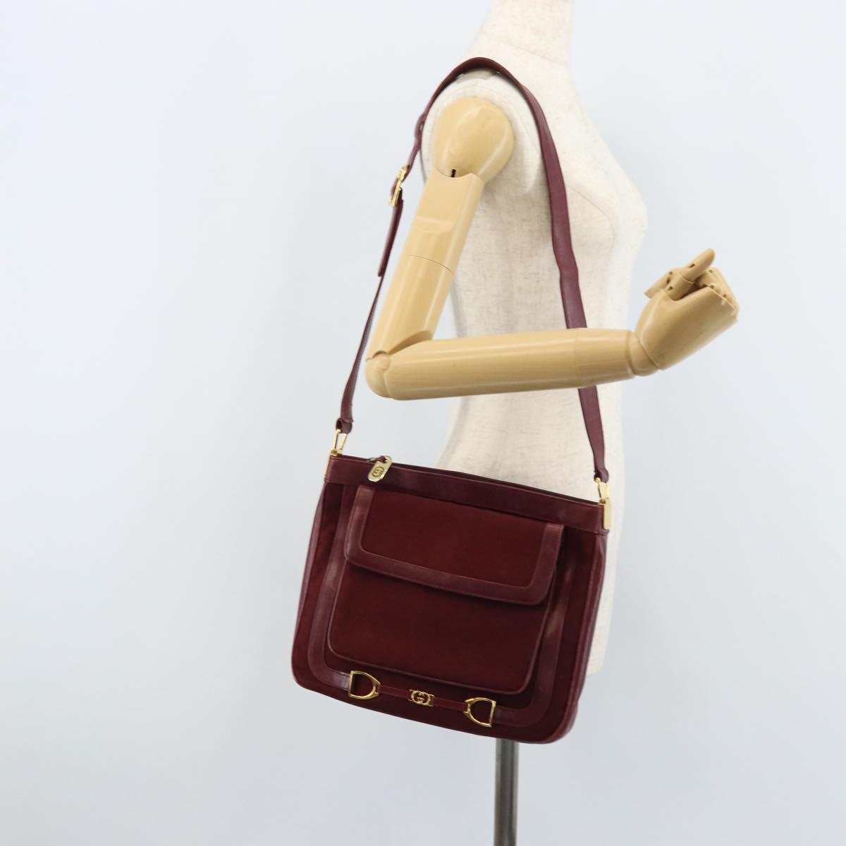GUCCI Micro GG Supreme Shoulder Bag Bordeaux Gold Auth ep13943