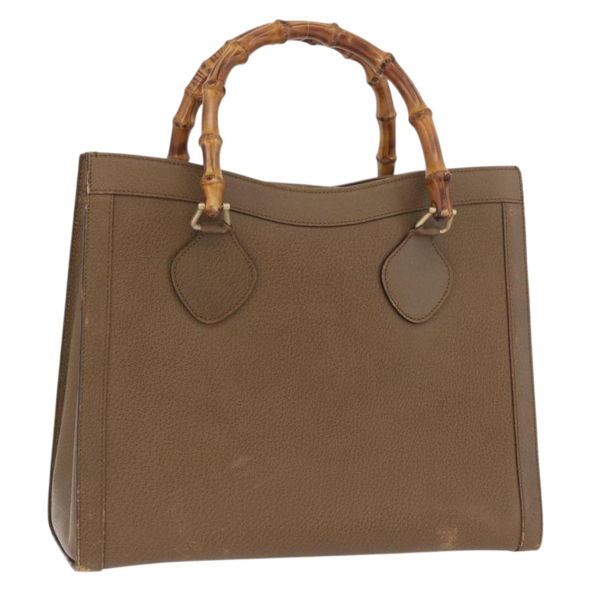 GUCCI Bamboo Hand Bag Leather Brown Gold 002 8260 Auth ep13953