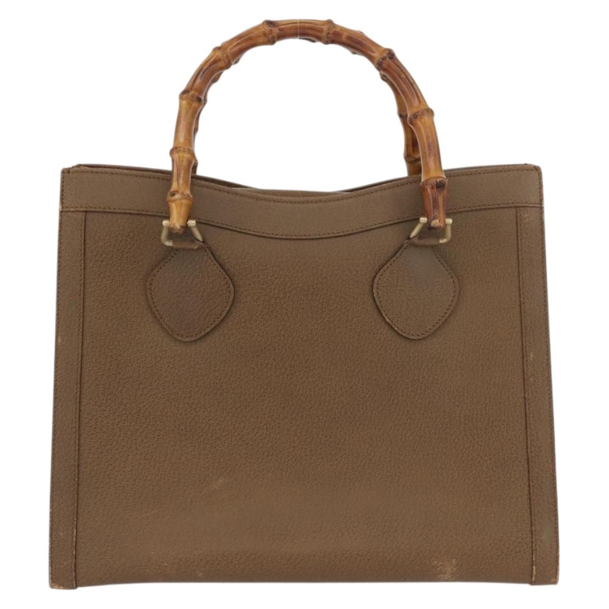 GUCCI Bamboo Hand Bag Leather Brown Gold 002 8260 Auth ep13953