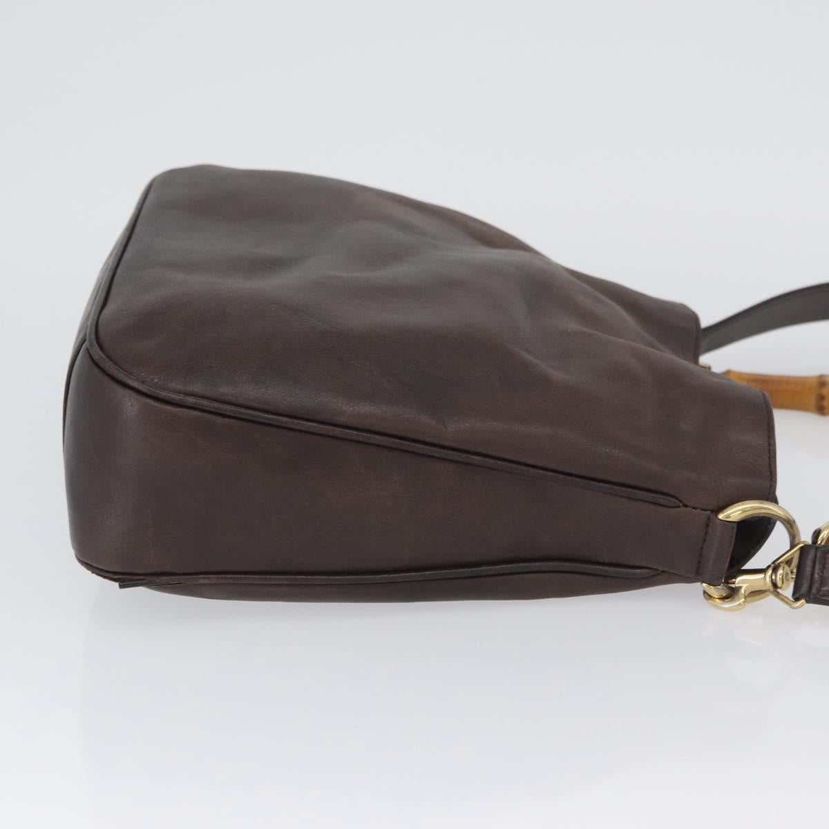 GUCCI Bamboo Hand Bag Leather 2way Brown Gold 001 1638 Auth ep13961