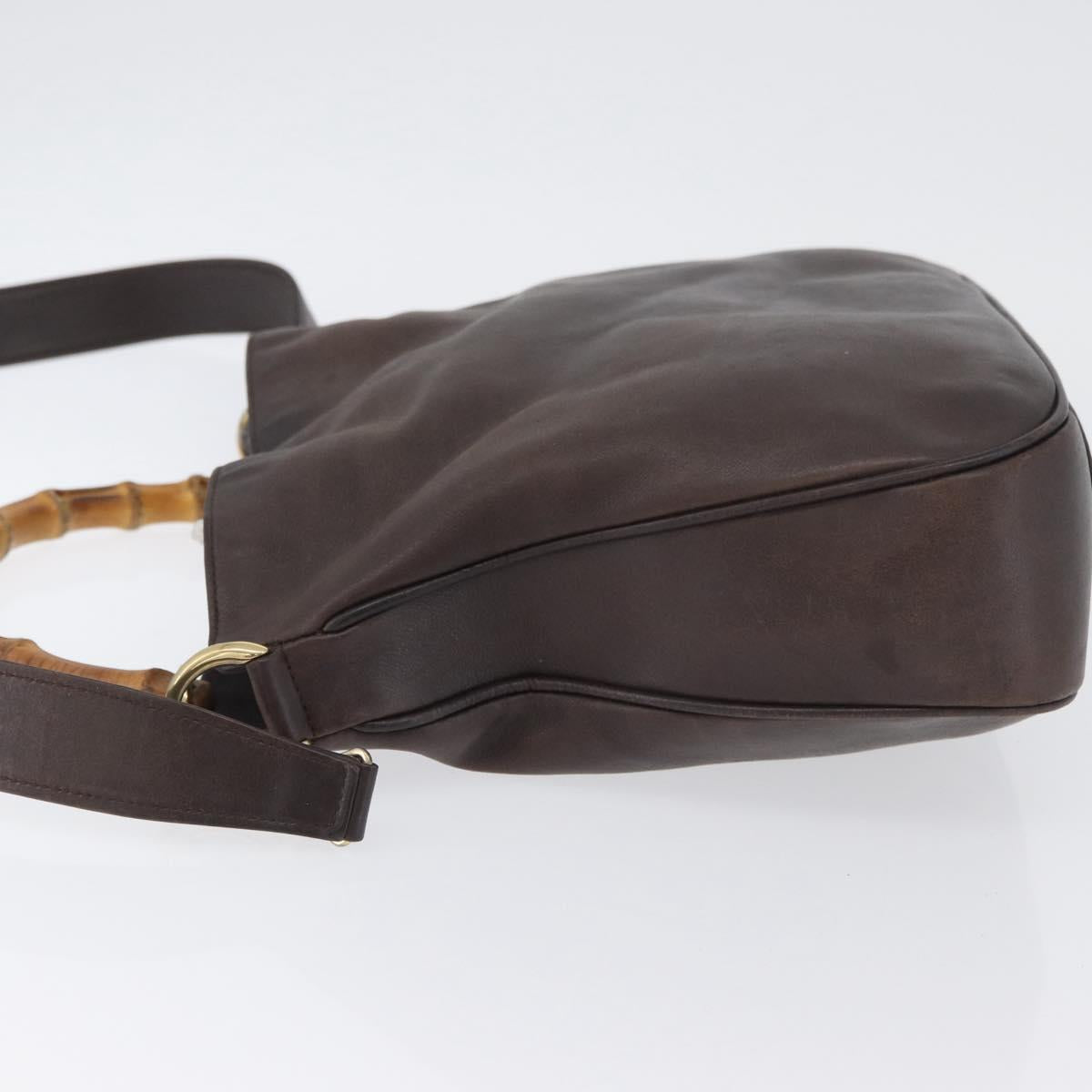GUCCI Bamboo Hand Bag Leather 2way Brown Gold 001 1638 Auth ep13961