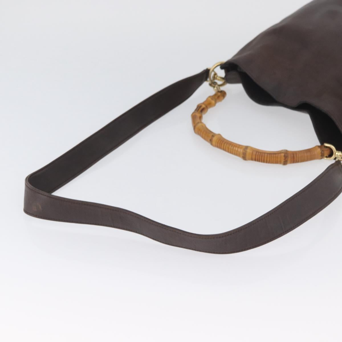 GUCCI Bamboo Hand Bag Leather 2way Brown Gold 001 1638 Auth ep13961