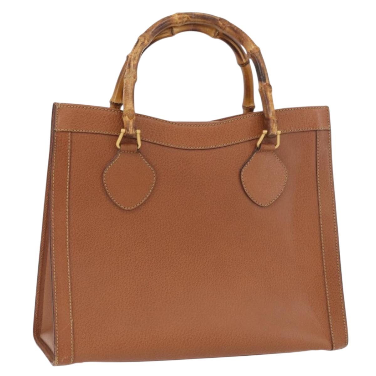 GUCCI Bamboo Hand Bag Leather Brown Gold 002 1095 Auth ep13963