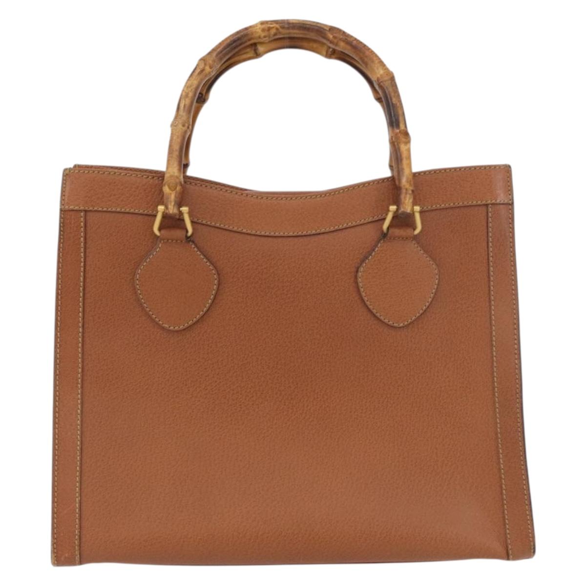 GUCCI Bamboo Hand Bag Leather Brown Gold 002 1095 Auth ep13963