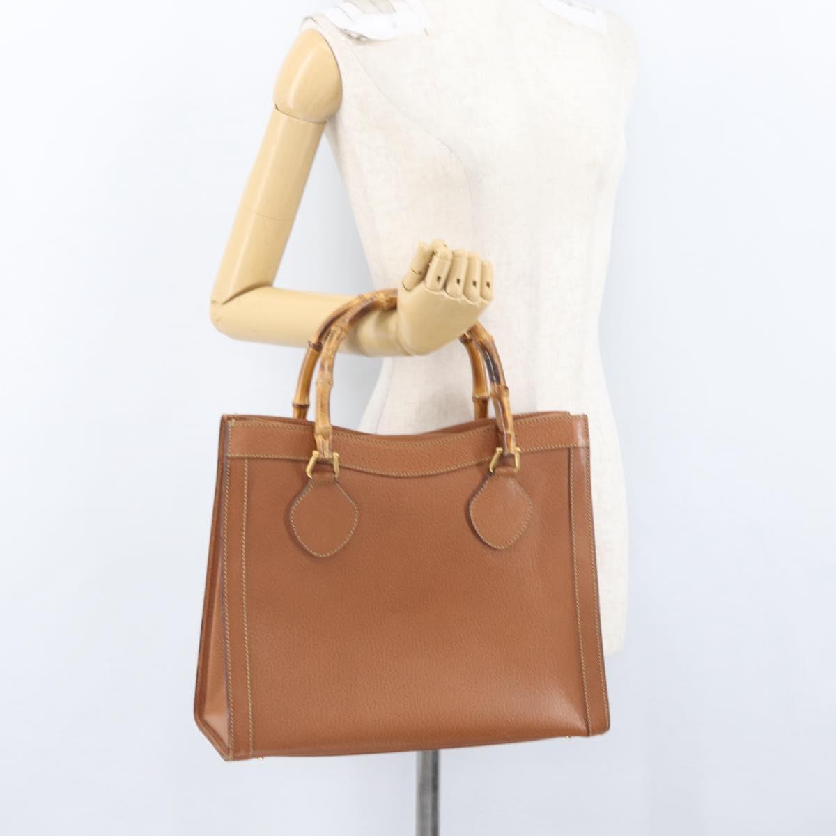 GUCCI Bamboo Hand Bag Leather Brown Gold 002 1095 Auth ep13963