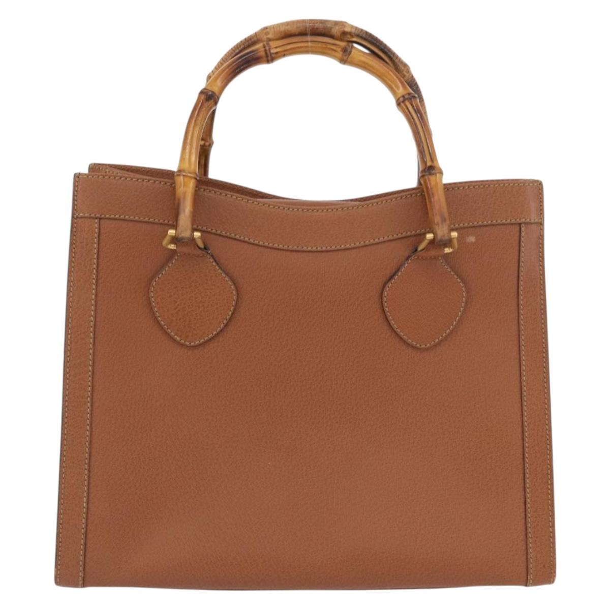 GUCCI Bamboo Hand Bag Leather Brown Gold 002 1095 Auth ep13963