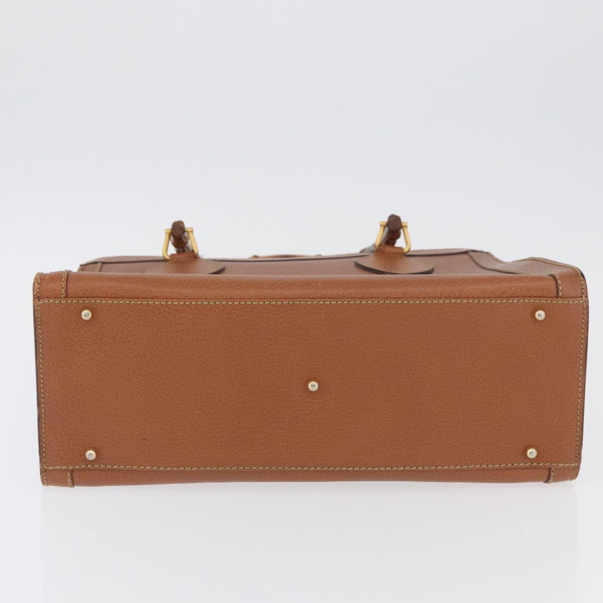 GUCCI Bamboo Hand Bag Leather Brown Gold 002 1095 Auth ep13963