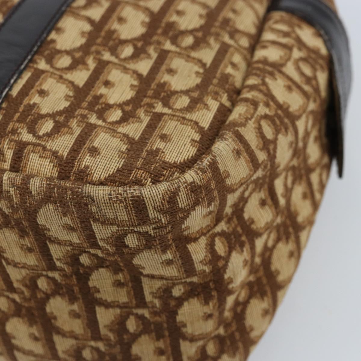 Christian Dior Trotter Canvas Hand Bag Brown Silver Auth ep13969
