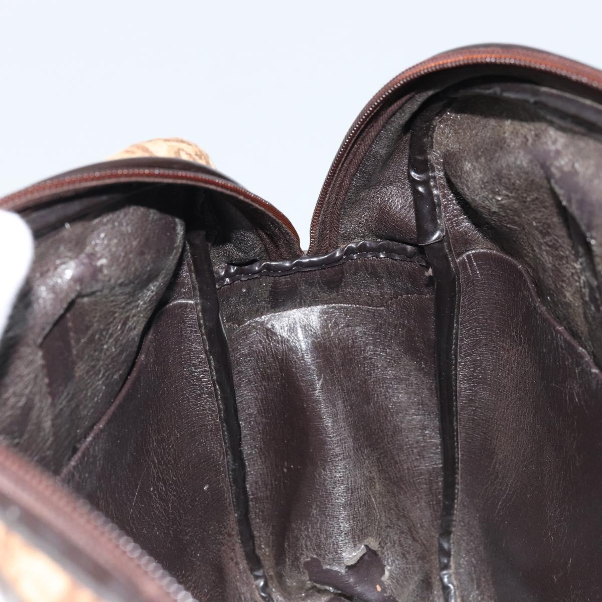 Christian Dior Trotter Canvas Hand Bag Brown Silver Auth ep13969