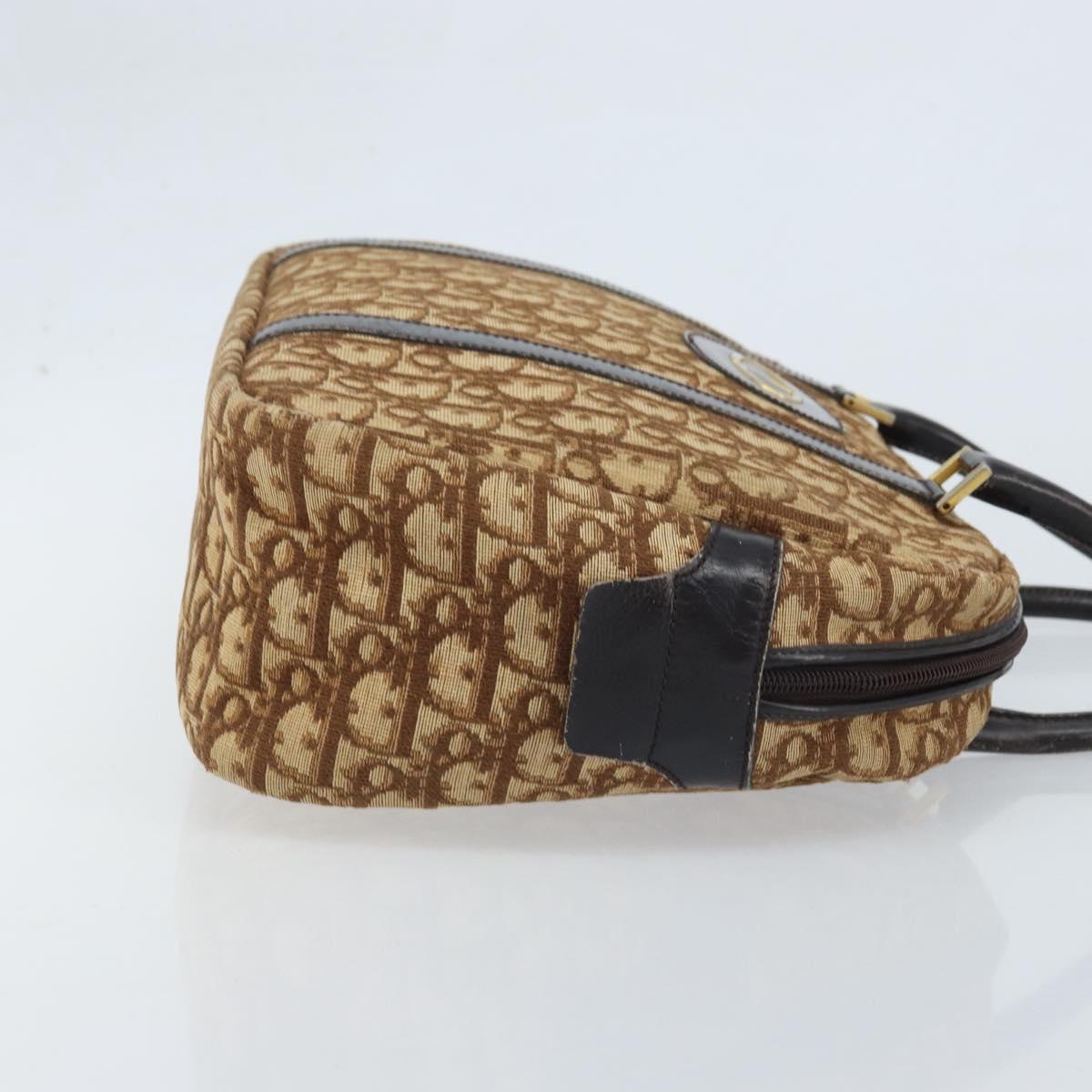 Christian Dior Trotter Canvas Hand Bag Brown Silver Auth ep13969