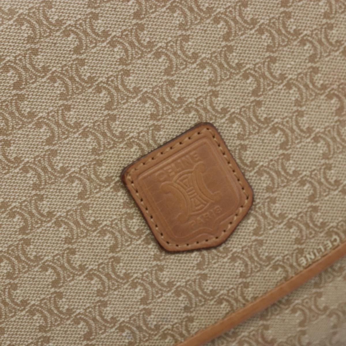 CELINE Macadam Canvas Clutch Bag PVC Beige Gold Auth ep13970