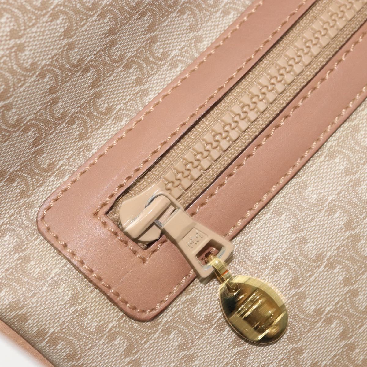 CELINE Macadam Canvas Clutch Bag PVC Beige Gold Auth ep13970