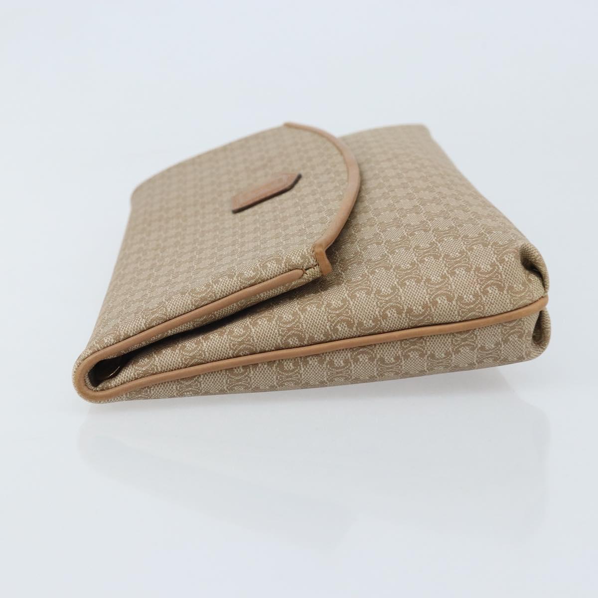 CELINE Macadam Canvas Clutch Bag PVC Beige Gold Auth ep13970
