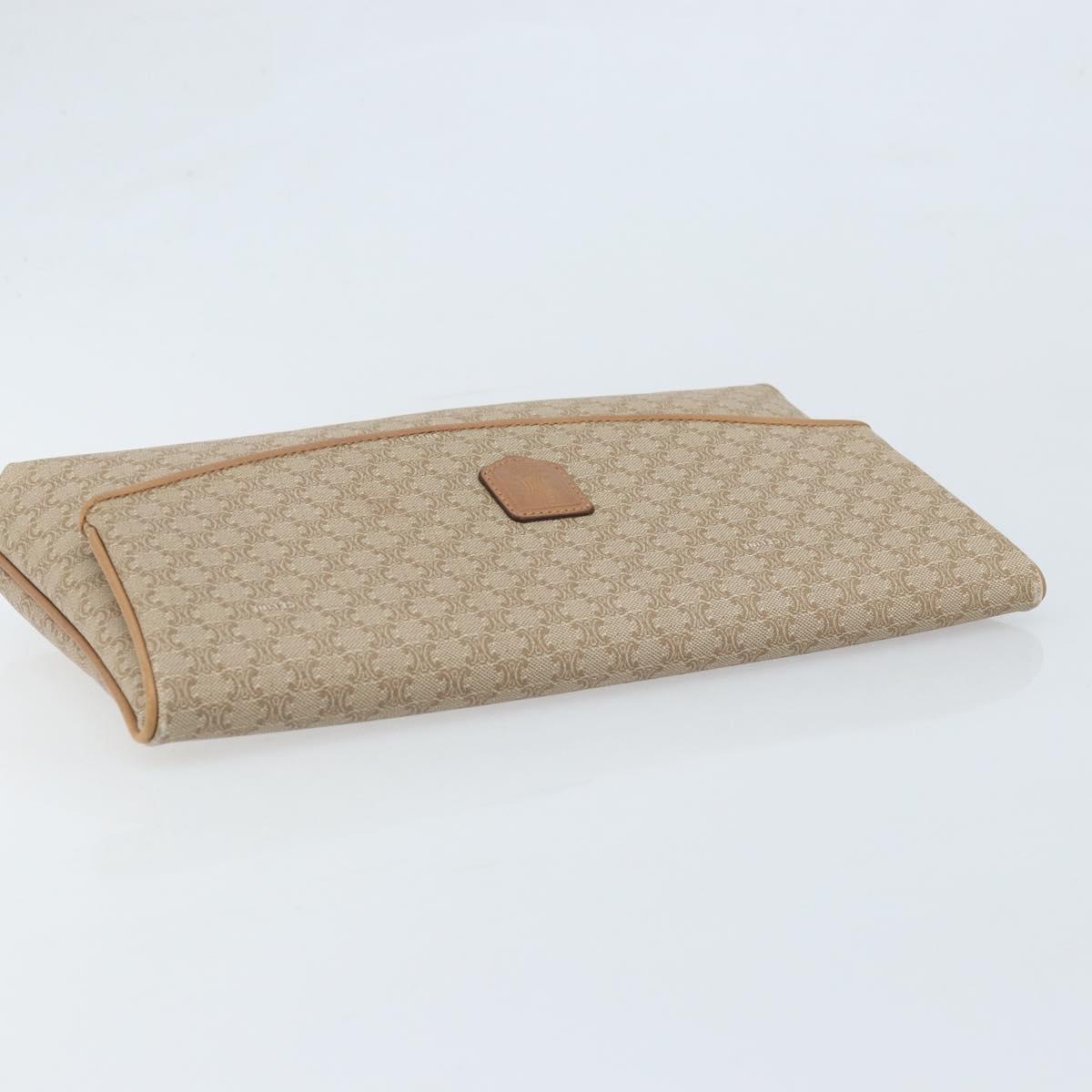 CELINE Macadam Canvas Clutch Bag PVC Beige Gold Auth ep13970