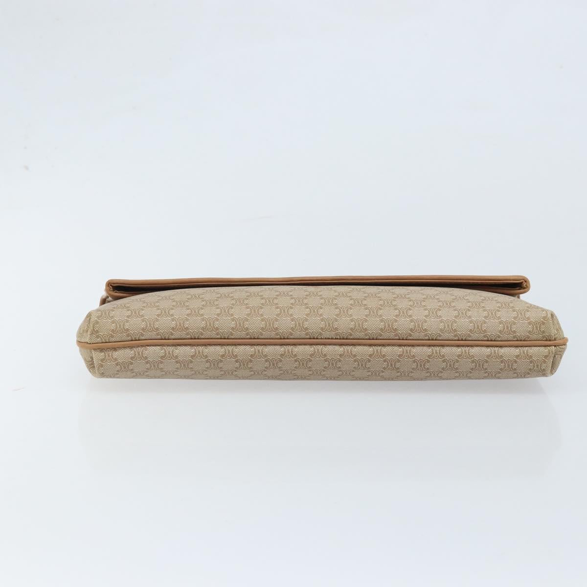 CELINE Macadam Canvas Clutch Bag PVC Beige Gold Auth ep13970