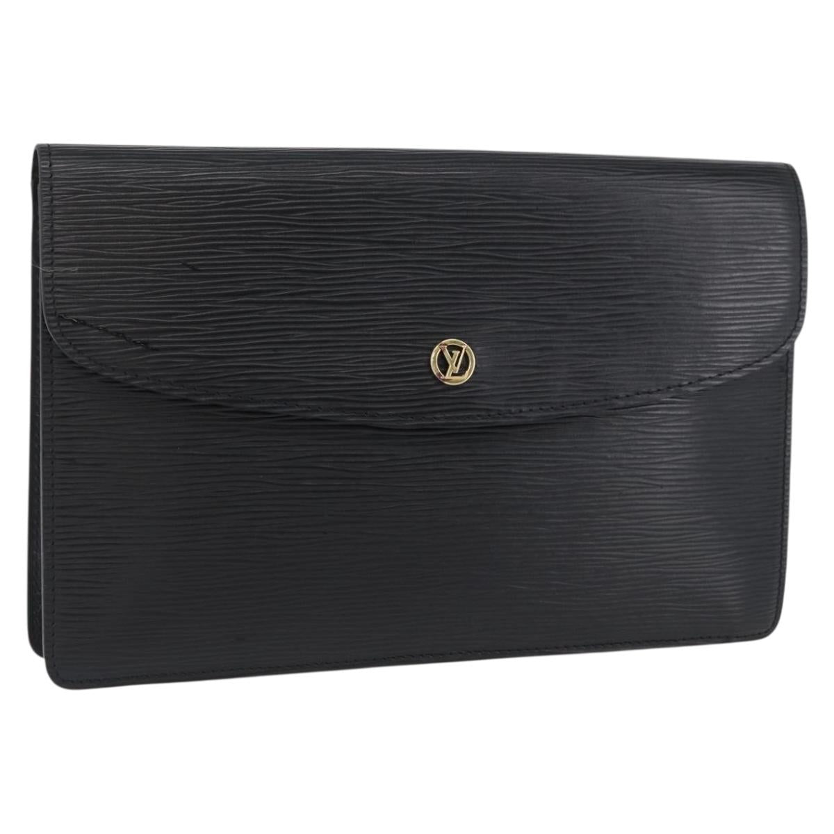 LOUIS VUITTON Epi Montaigne 27 Clutch Bag Black M52652 LV Auth ep13974