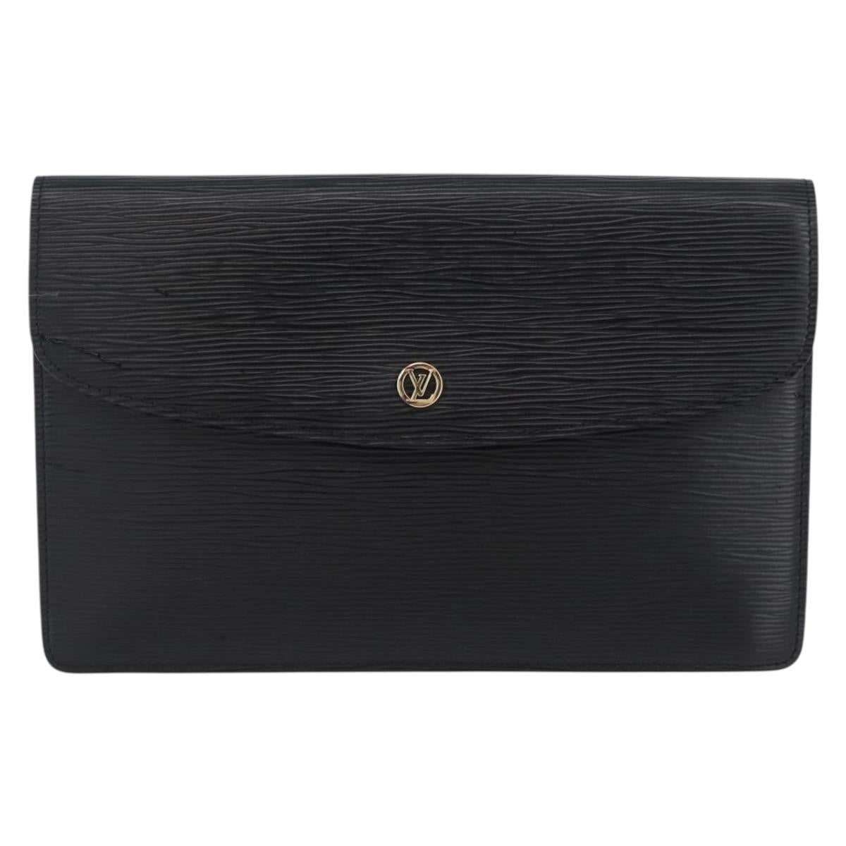 LOUIS VUITTON Epi Montaigne 27 Clutch Bag Black M52652 LV Auth ep13974