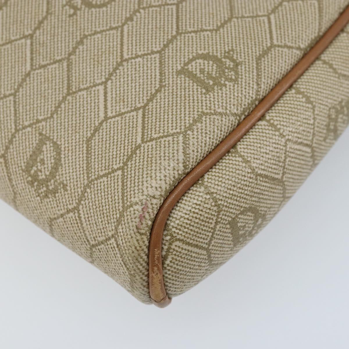 Christian Dior Honeycomb Canvas Shoulder Bag PVC Beige Silver Auth ep13977