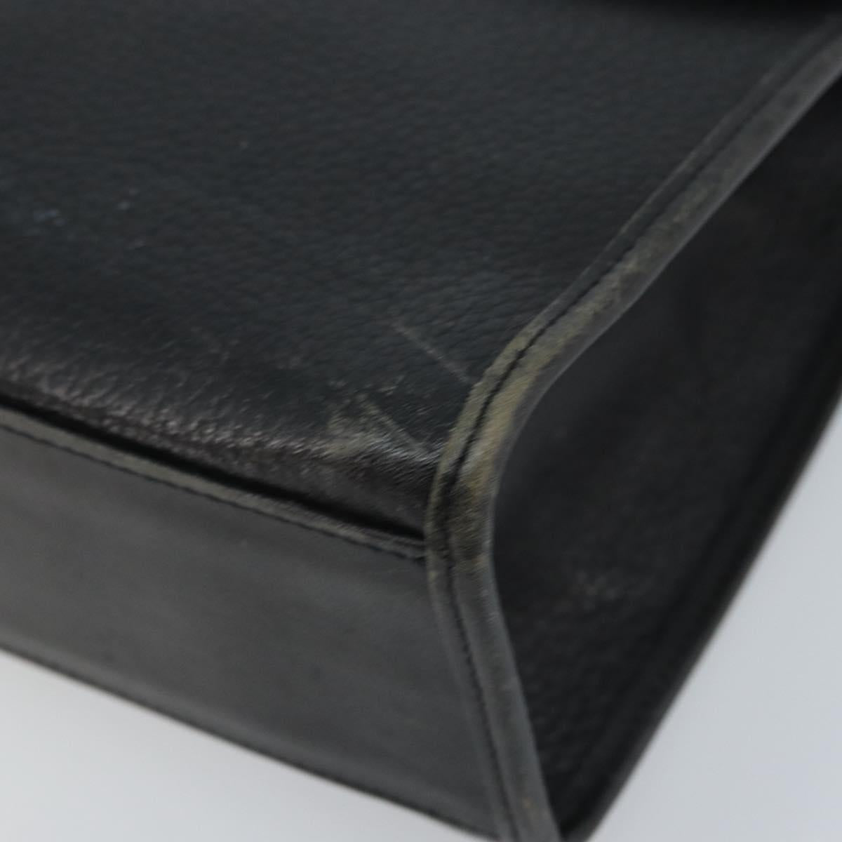 Burberrys Hand Bag Leather Black Silver Auth ep13978
