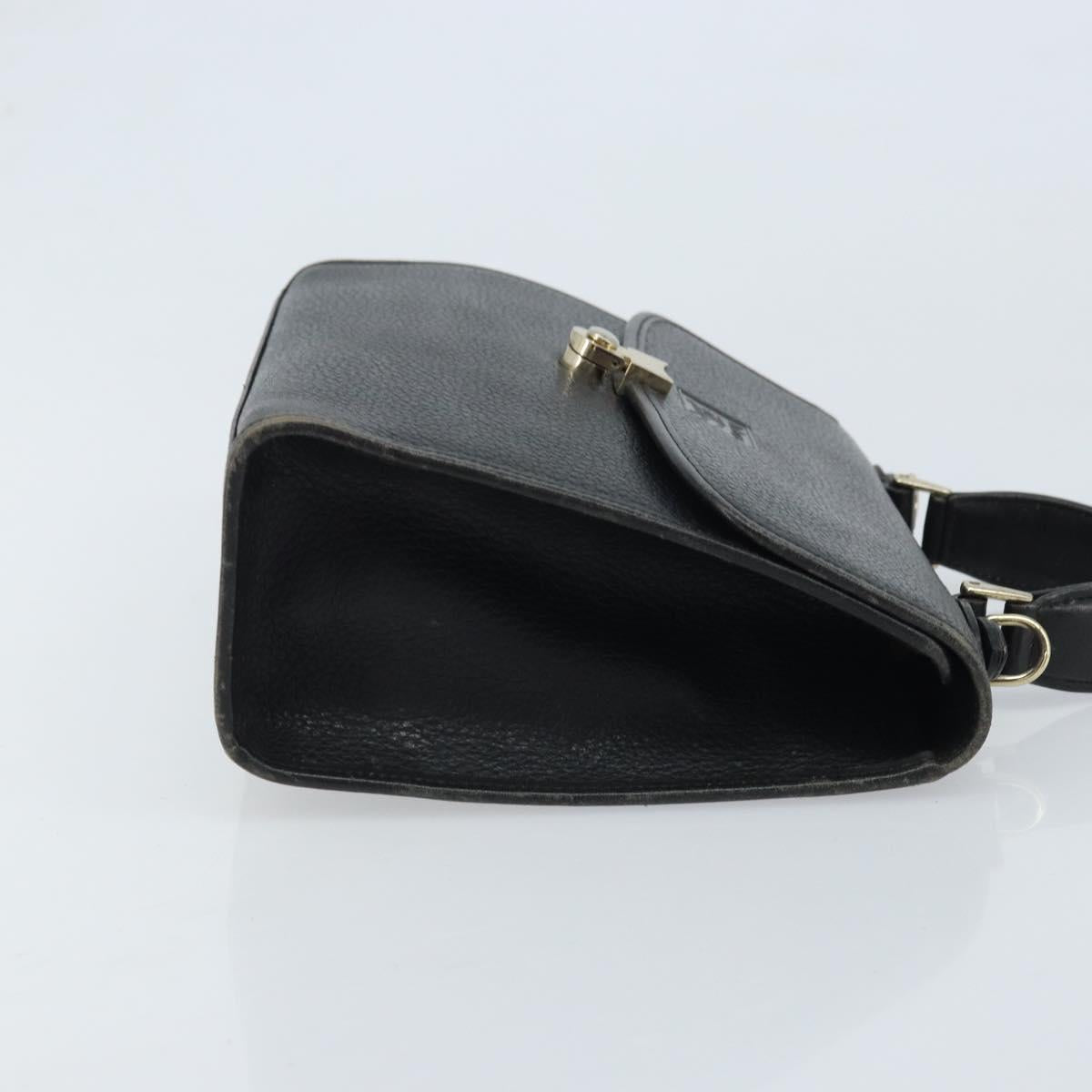 Burberrys Hand Bag Leather Black Silver Auth ep13978