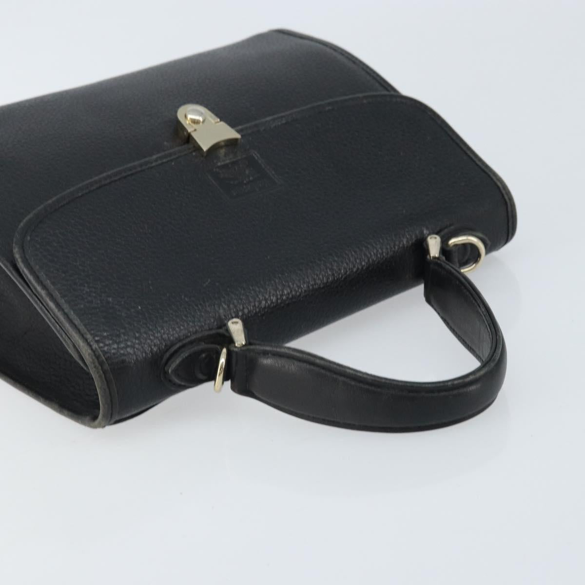Burberrys Hand Bag Leather Black Silver Auth ep13978