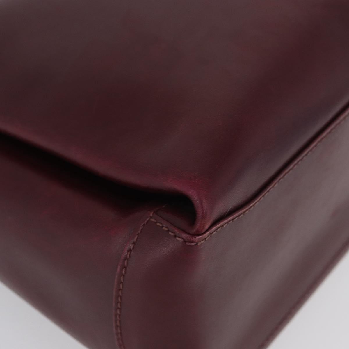 GUCCI Bamboo Shoulder Bag Leather Bordeaux Gold Auth ep13981