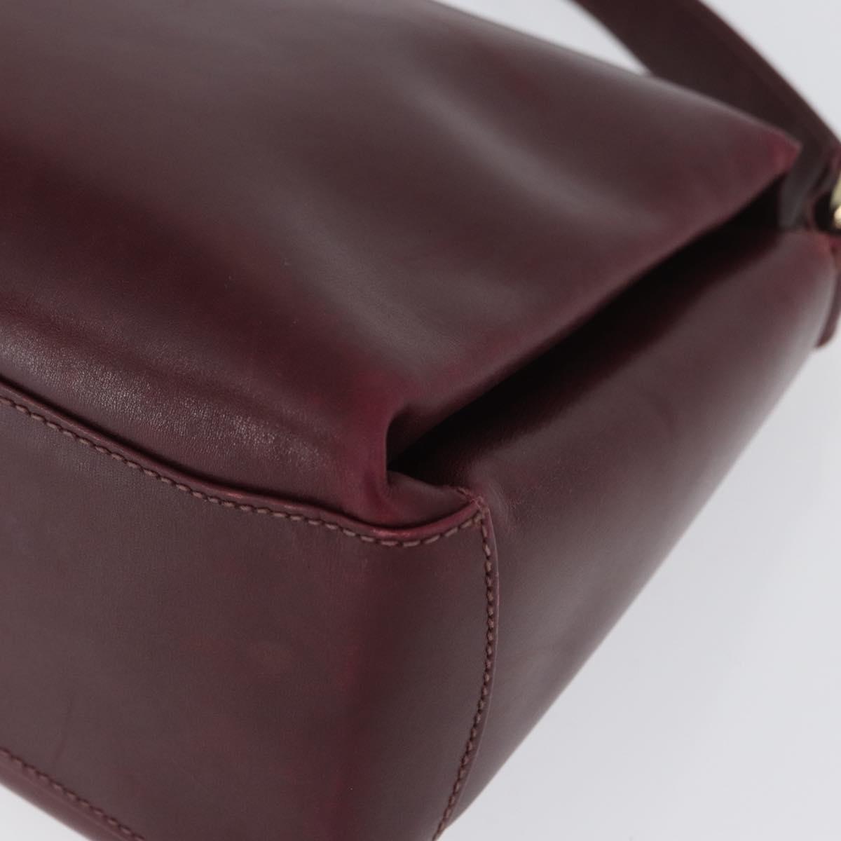 GUCCI Bamboo Shoulder Bag Leather Bordeaux Gold Auth ep13981