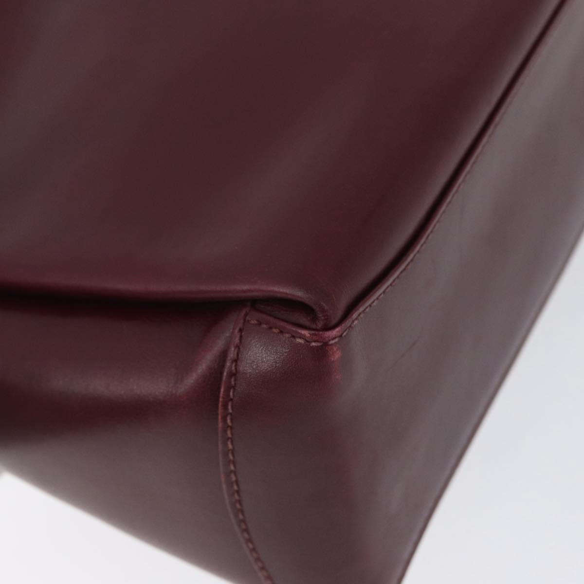 GUCCI Bamboo Shoulder Bag Leather Bordeaux Gold Auth ep13981