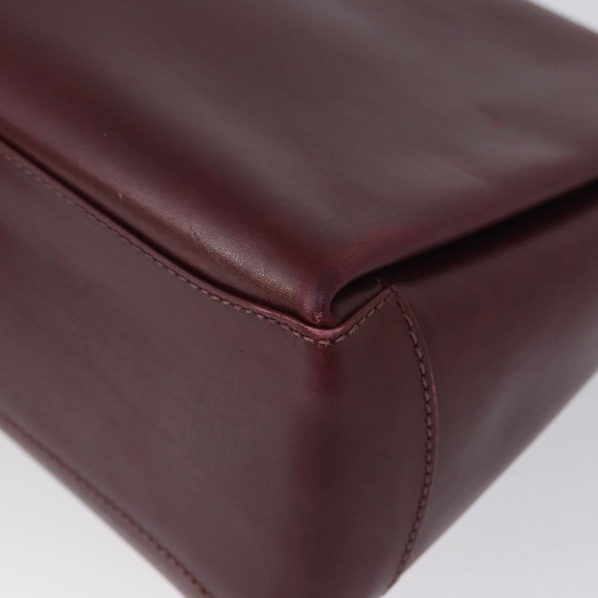 GUCCI Bamboo Shoulder Bag Leather Bordeaux Gold Auth ep13981