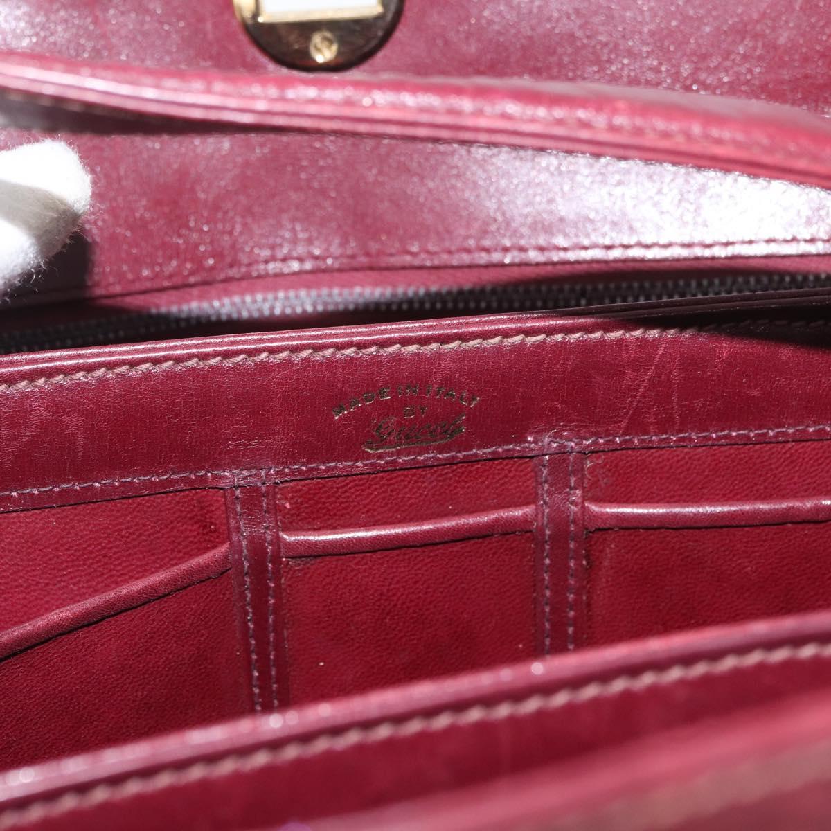 GUCCI Bamboo Shoulder Bag Leather Bordeaux Gold Auth ep13981