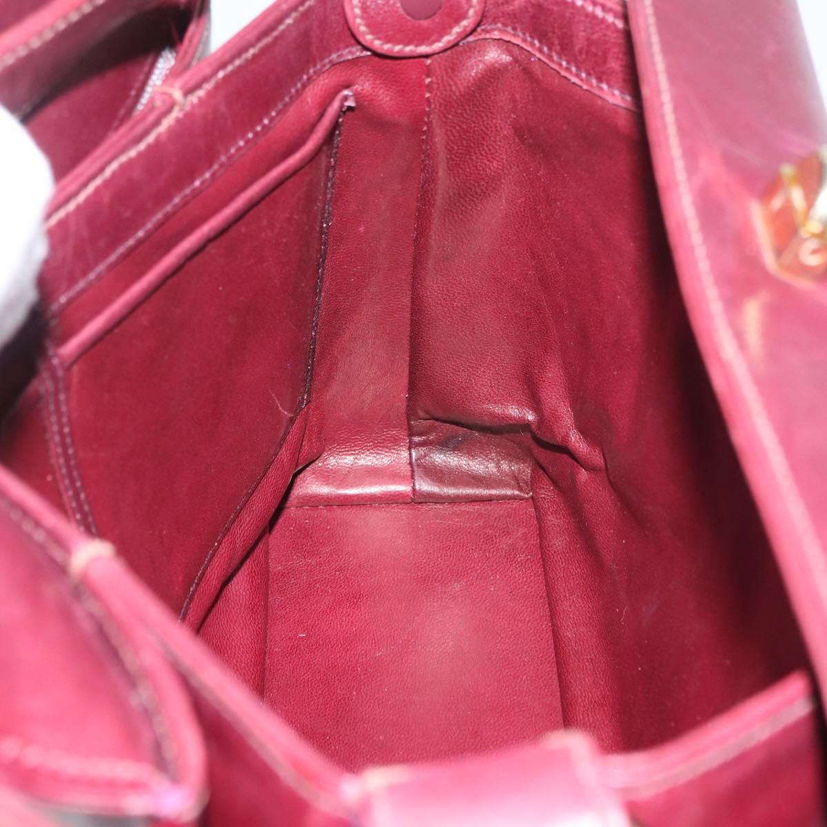 GUCCI Bamboo Shoulder Bag Leather Bordeaux Gold Auth ep13981