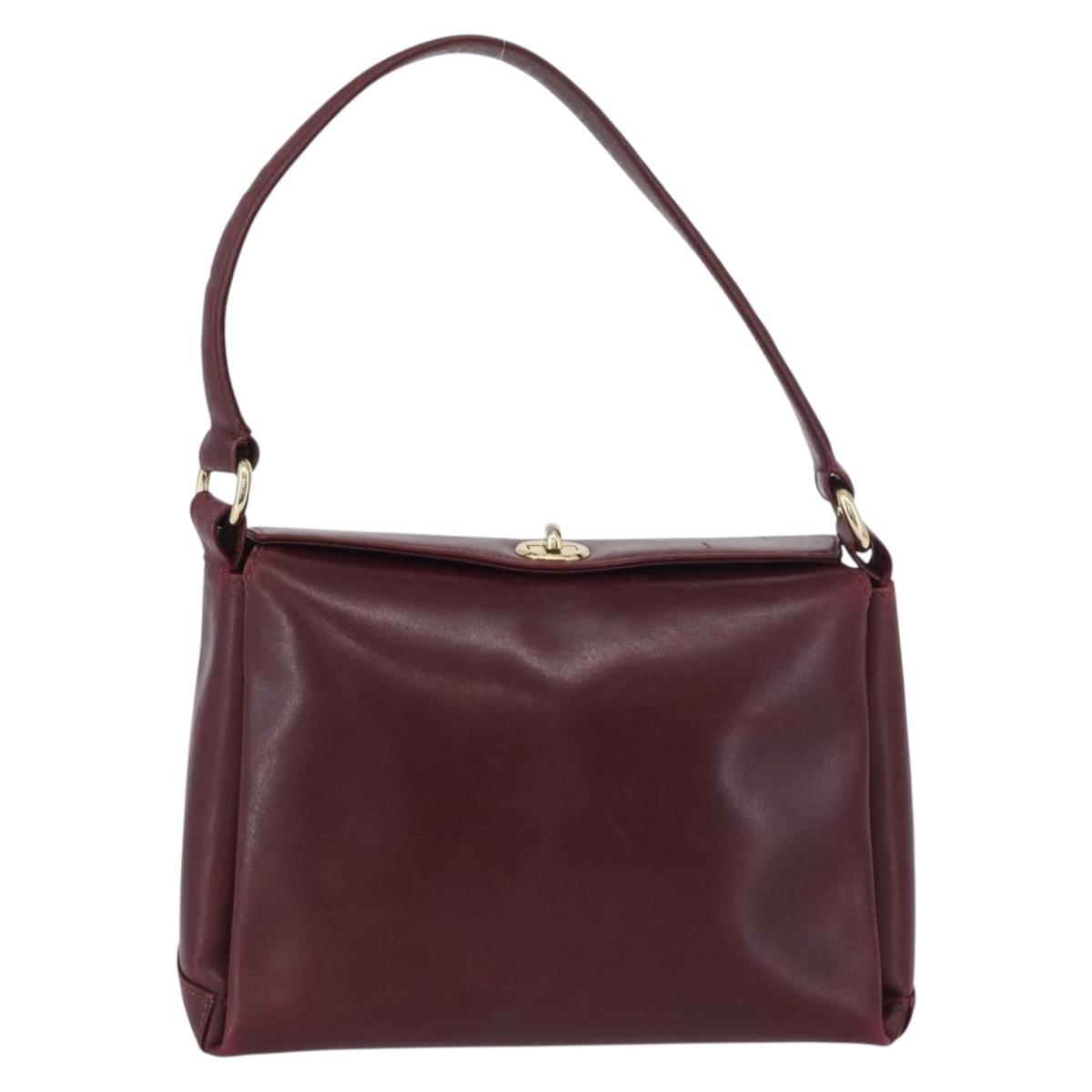 GUCCI Bamboo Shoulder Bag Leather Bordeaux Gold Auth ep13981