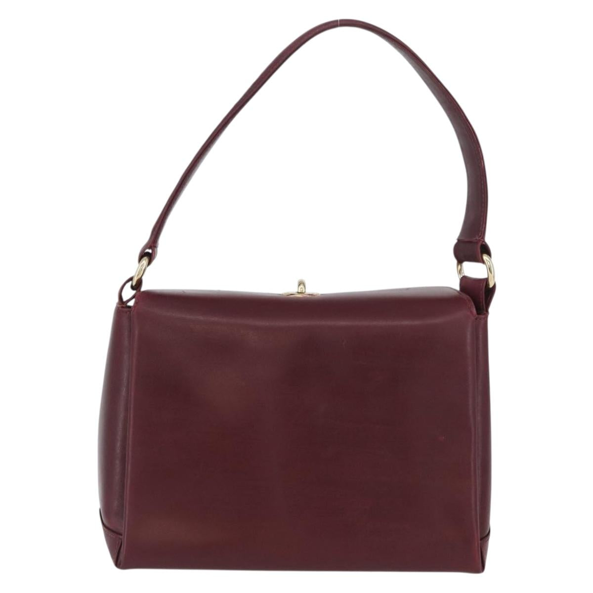GUCCI Bamboo Shoulder Bag Leather Bordeaux Gold Auth ep13981